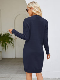 Cable-Knit V-Neck Mini Sweater Dress - Pahabu - Women's Clothing & Shop