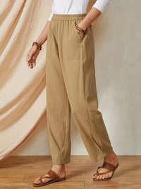 Full Size Elastic Waist Pants with Pockets - Pahabu - Women's Clothing & Shop