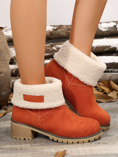 Thermal Fuzzy Block Heel Boots - Pahabu - Women's Clothing & Shop
