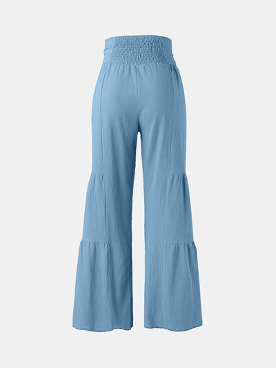 Tied Ruched Wide Leg Pants - Pahabu - Women's Clothing & Shop