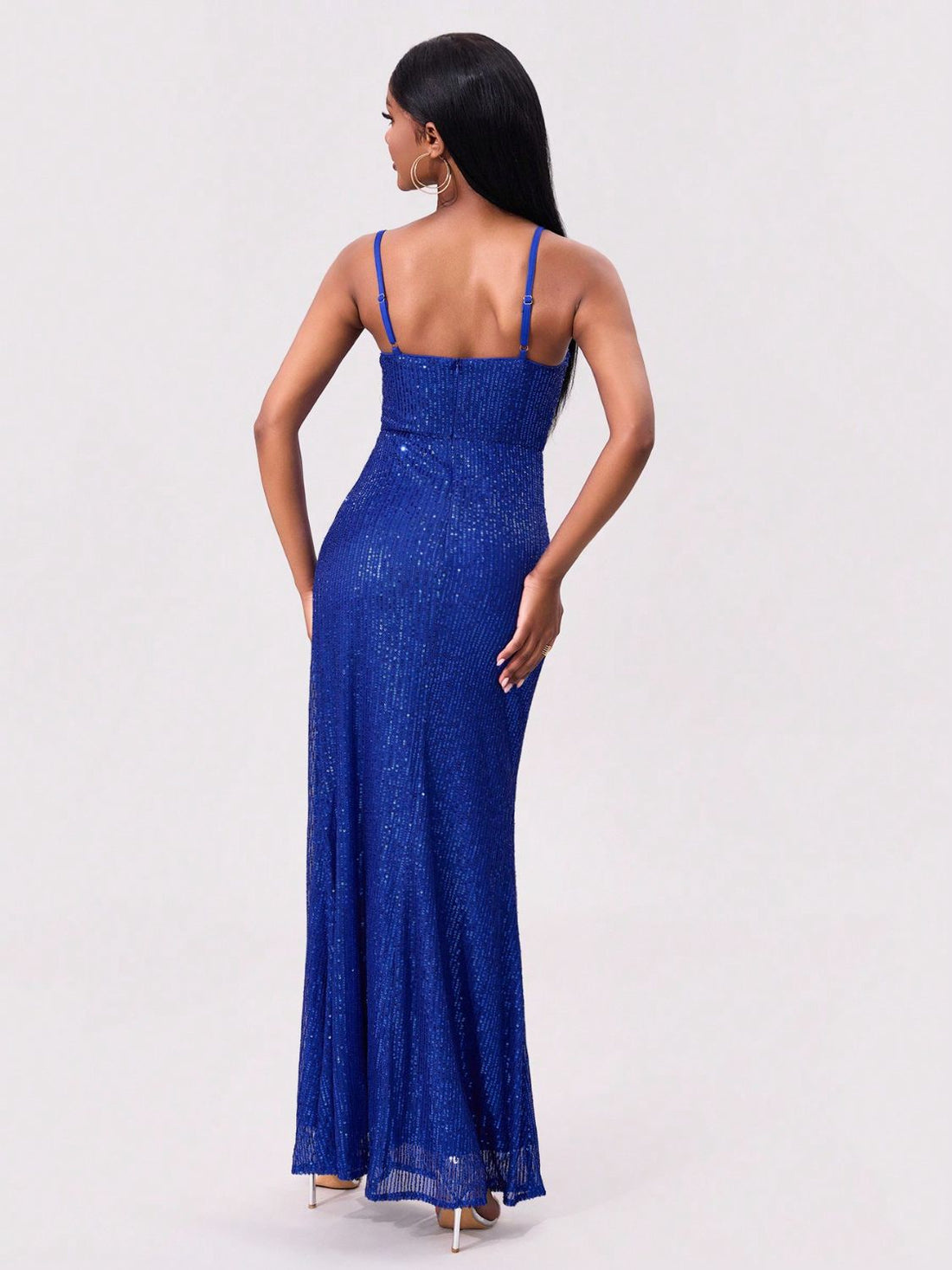 Slit Sequin Square Neck Spaghetti Strap Dress - Pahabu - Women's Clothing & Shop