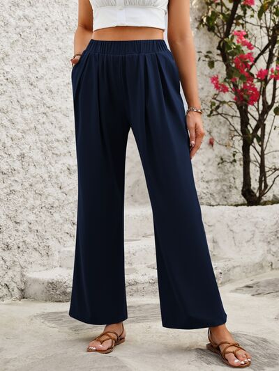 Elastic Waist Wide Leg Pants - Pahabu - Women's Clothing & Shop