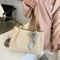 Straw Woven Leather Strap Handbag - Pahabu - Women's Clothing & Shop