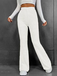 Ribbed High Waist Bootcut Pants - Pahabu - Women's Clothing & Shop