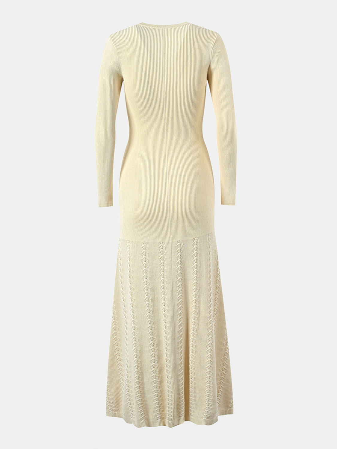 Openwork Round Neck Long Sleeve Sweater Dress - Pahabu - Women's Clothing & Shop