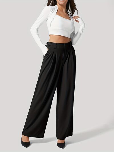 Wide Leg Pants with Pockets - Pahabu - Women's Clothing & Shop