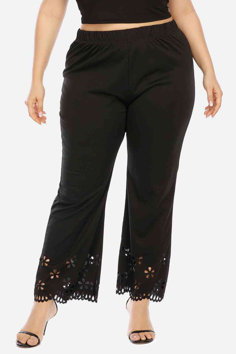 Plus Size Openwork Detail Pants - Pahabu - Women's Clothing & Shop