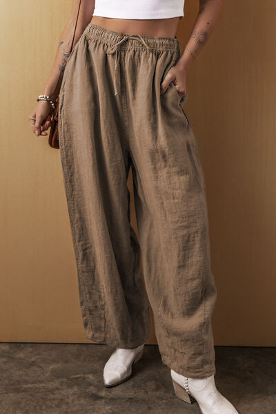 Drawstring Wide Leg Pants - Pahabu - Women's Clothing & Shop
