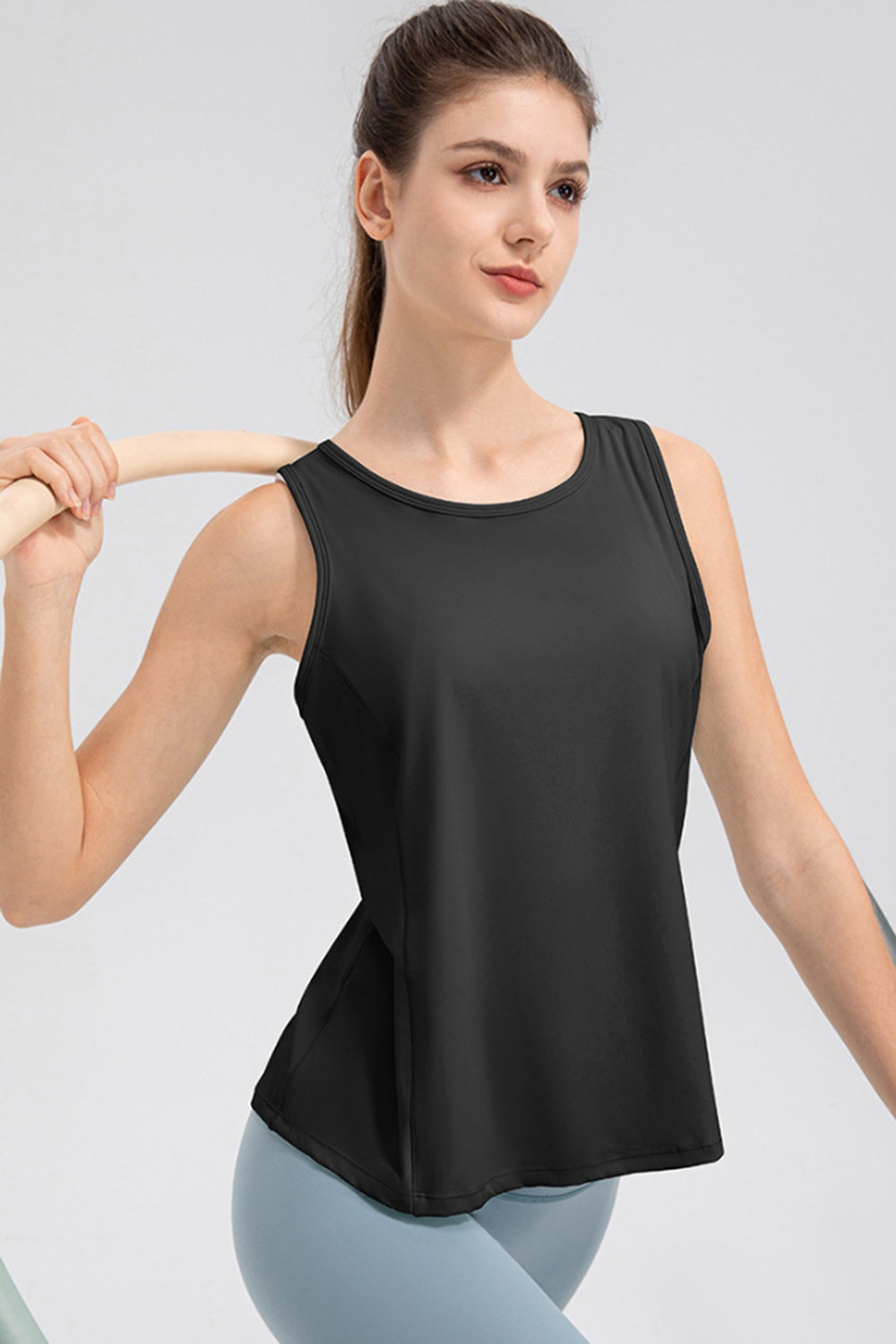 Wide Strap Round Neck Active Tank - Pahabu - Women's Clothing & Shop