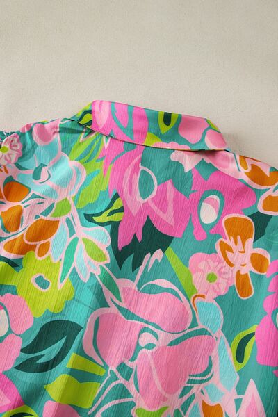 Printed Collared Neck Puff Sleeve Mini Dress - Pahabu - Women's Clothing & Shop