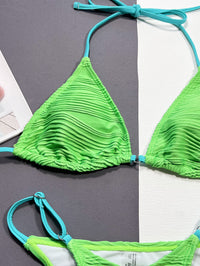 Ribbed Halter Neck Two-Piece Bikini Set - Pahabu - Women's Clothing & Shop