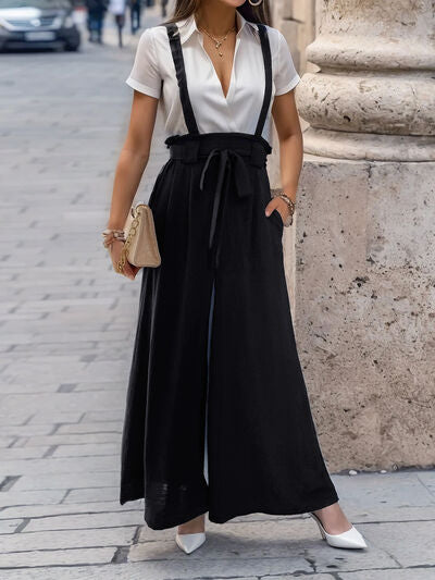 Perfee Tied Wide Leg Pants with Shoulder Straps - Pahabu - Women's Clothing & Shop