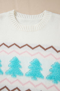 Christmas Tree Ribbed Hem Dropped Shoulder Sweater - Pahabu - Women's Clothing & Shop