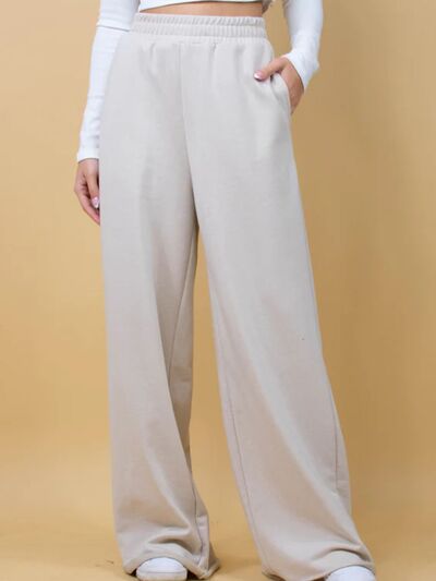 Elastic Waist Wide Leg Pants - Pahabu - Women's Clothing & Shop