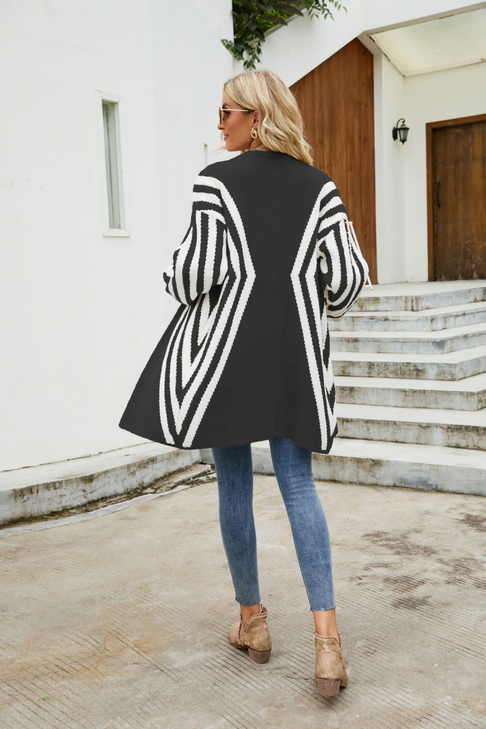Woven Right Two-Tone Open Front Fuzzy Longline Cardigan - Pahabu - Women's Clothing & Shop