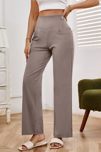 High Waist Wide Leg Pants with Pockets - Pahabu - Women's Clothing & Shop