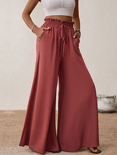 Perfee Frill Tied Wide Leg Pants - Pahabu - Women's Clothing & Shop