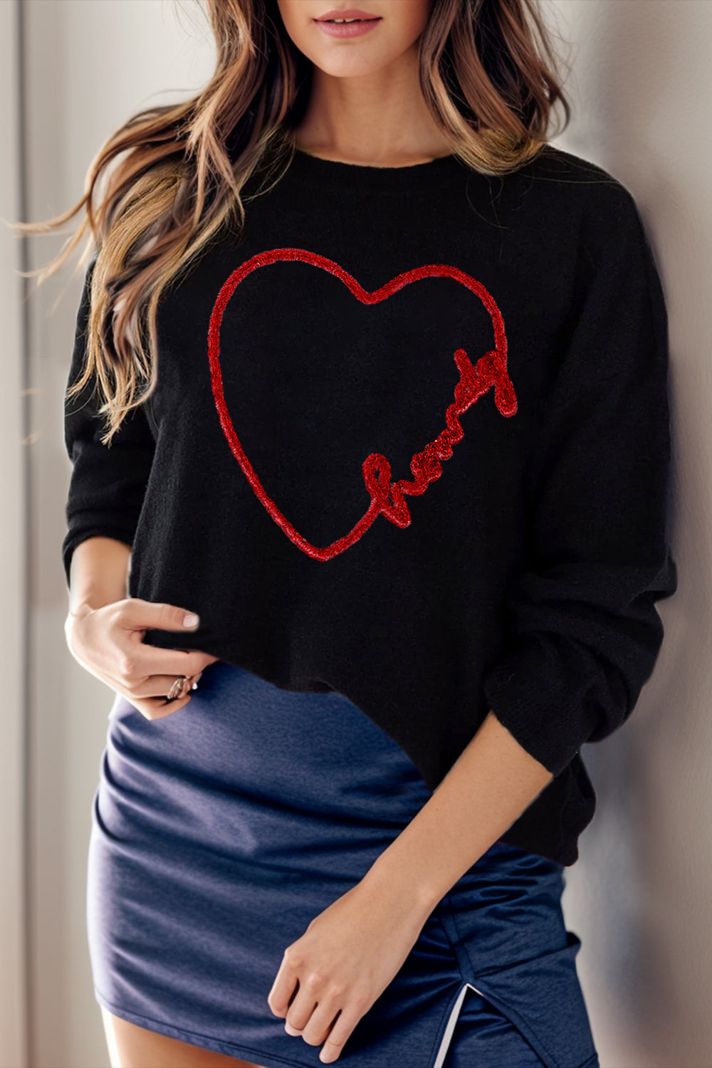 Round Neck Long Sleeve Sweater - Pahabu - Women's Clothing & Shop