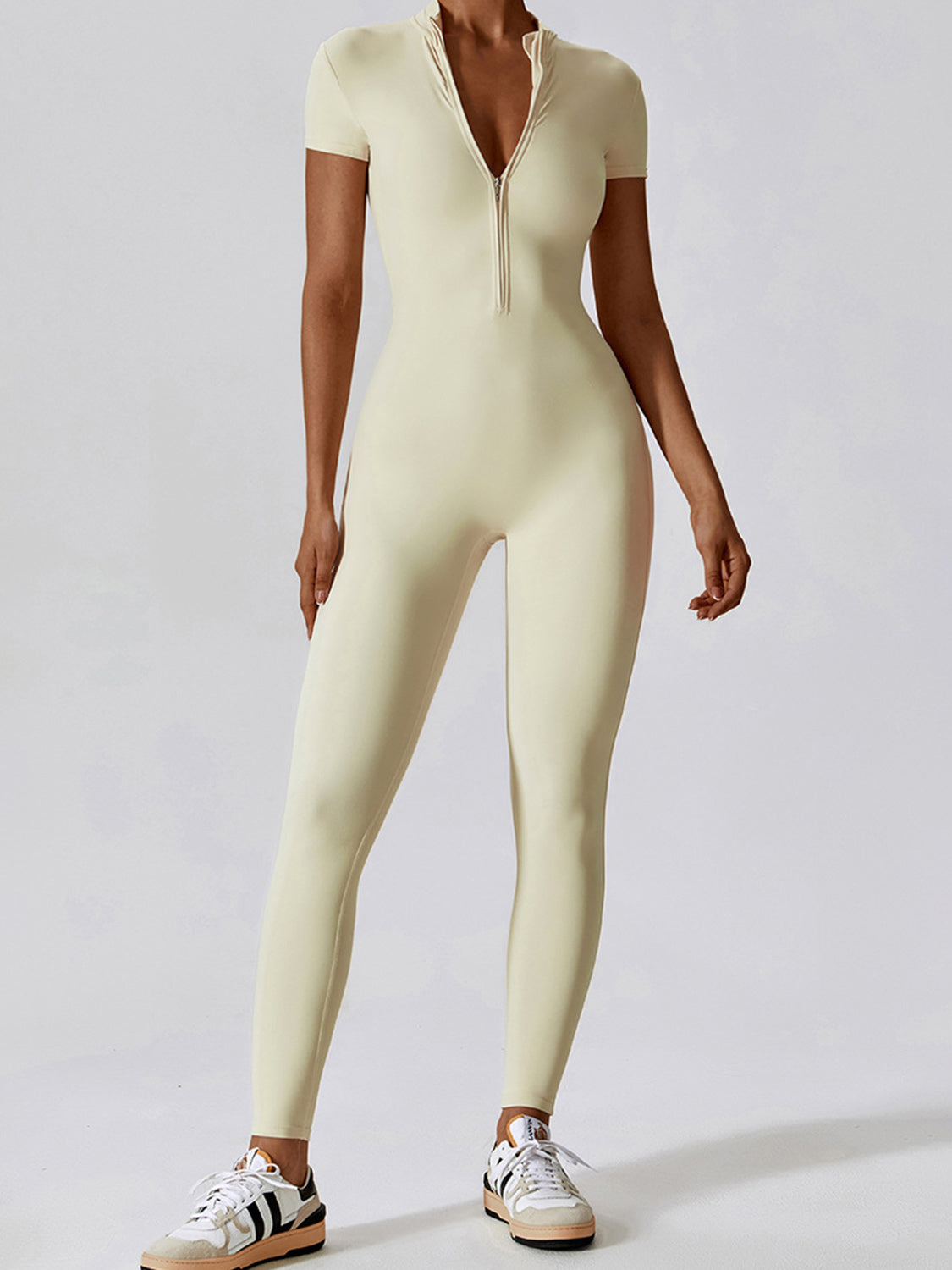 Basic Bae Half Zip Short Sleeve Active Jumpsuit - Pahabu - Women's Clothing & Shop