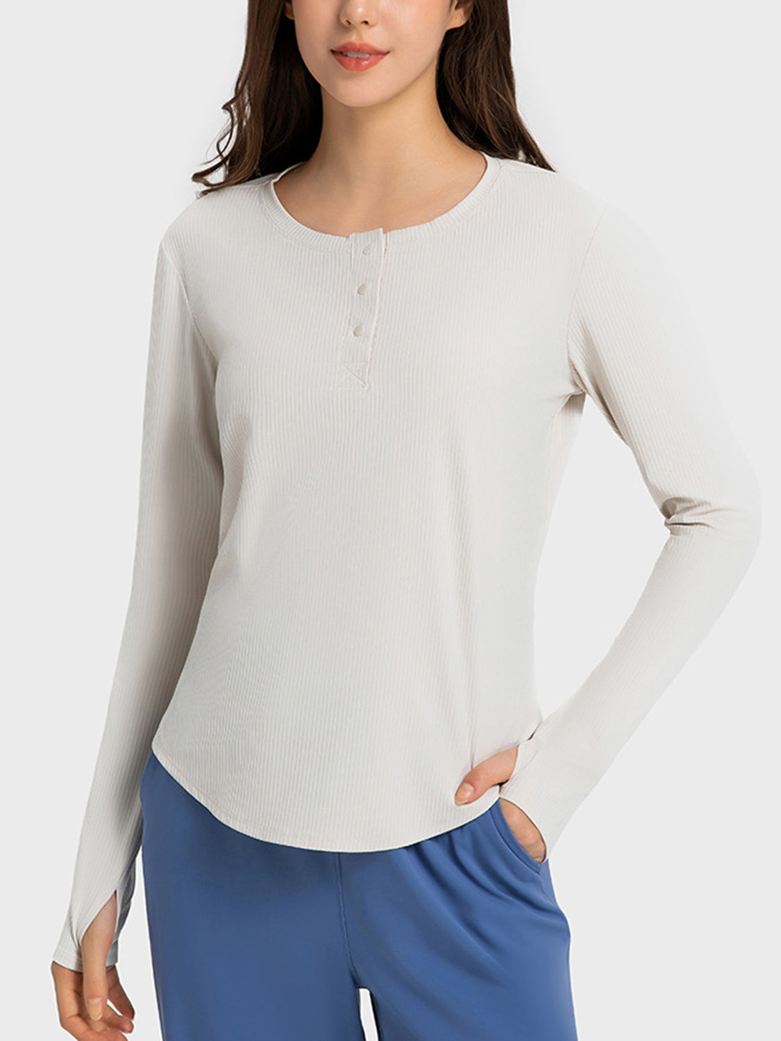 Millennia Round Neck Long Sleeve Sport Top - Pahabu - Women's Clothing & Shop