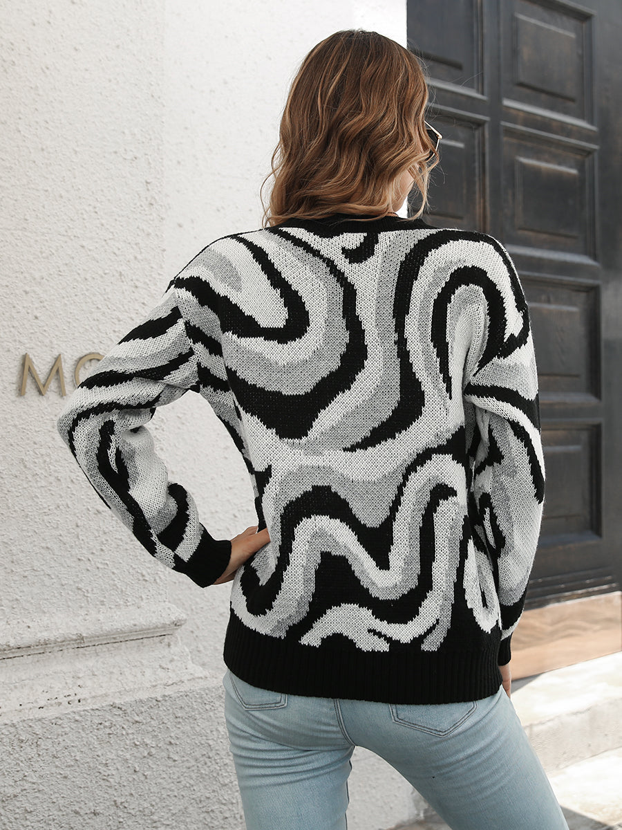 Round Neck Dropped Shoulder Sweater - Pahabu - Women's Clothing & Shop