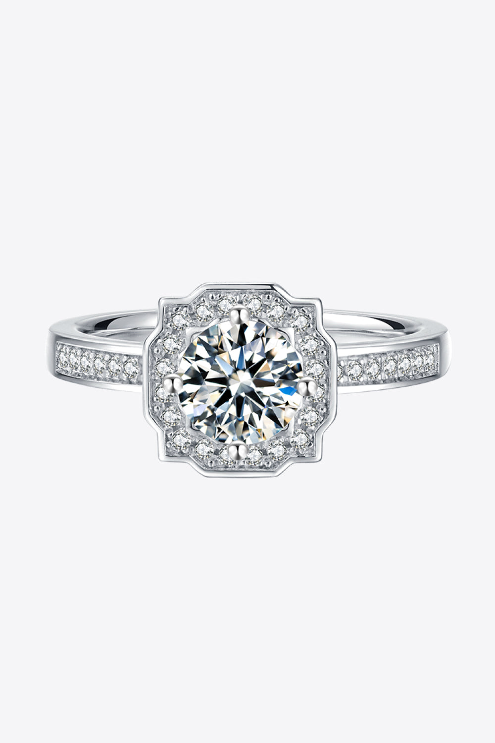 1 Carat Moissanite 925 Sterling Silver Halo Ring - Pahabu - Women's Clothing & Shop