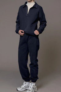 Johnny Collar Long Sleeve Top and Joggers Active Set - Pahabu - Women's Clothing & Shop