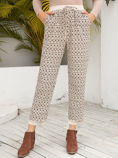 Ivy Lane Tied Printed Pants with Pockets - Pahabu - Women's Clothing & Shop