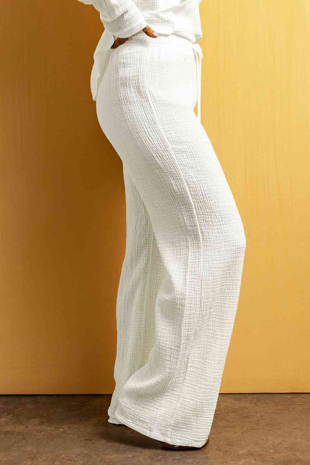 Textured Straight Leg Pants - Pahabu - Women's Clothing & Shop