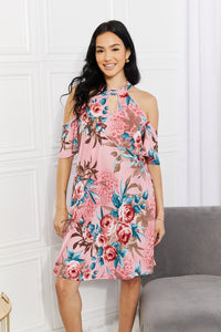 Sew In Love Full Size Fresh-Cut Flowers Cold-Shoulder Dress