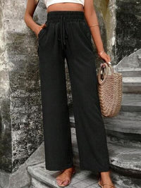Tied High Waist Wide Leg Pants with Pockets - Pahabu - Women's Clothing & Shop