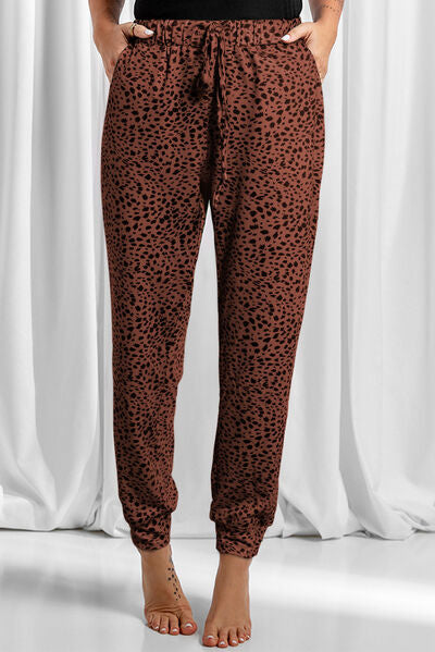 Full Size Leopard Drawstring Pocketed Pants - Pahabu - Women's Clothing & Shop