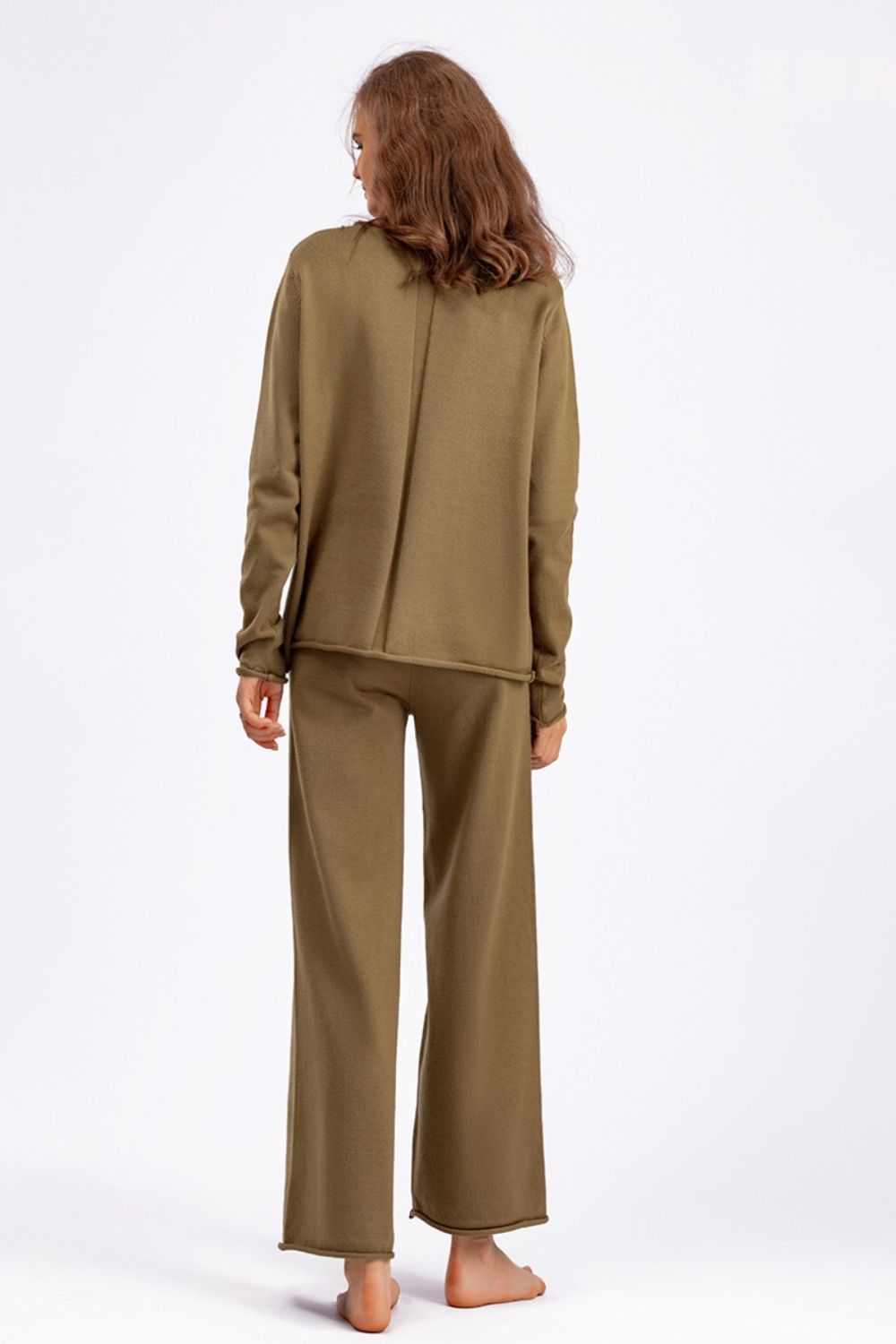 Basic Bae Rolled Round Neck Top and Pants Sweater Set - Pahabu - Women's Clothing & Shop