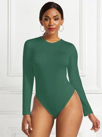 Round Neck Long Sleeve Bodysuit - Pahabu - Women's Clothing & Shop