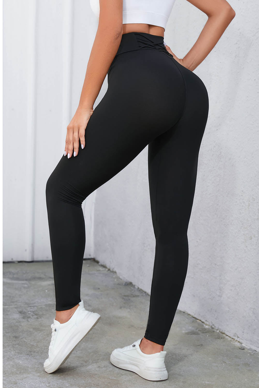 Crisscross Detail Wide Waistband Leggings - Pahabu - Women's Clothing & Shop