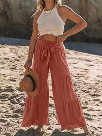 Tied Ruched Wide Leg Pants - Pahabu - Women's Clothing & Shop