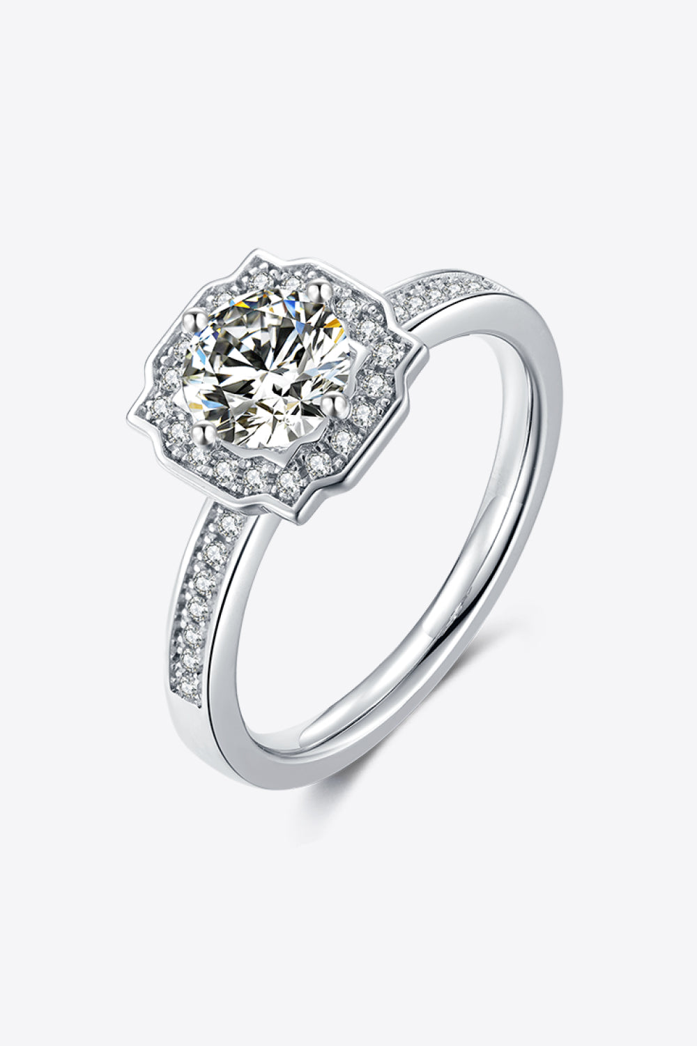 1 Carat Moissanite 925 Sterling Silver Halo Ring - Pahabu - Women's Clothing & Shop