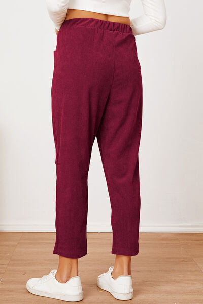 Pocketed Elastic Waist Pants - Pahabu - Women's Clothing & Shop