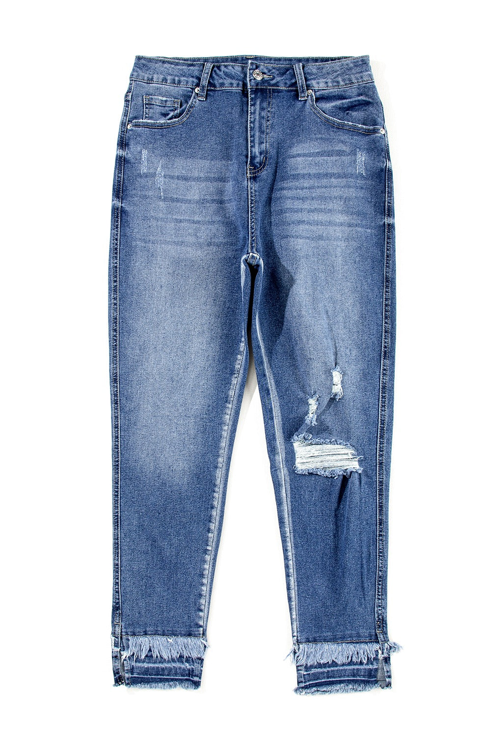 Raw Hem Distressed Jeans with Pockets - Pahabu - Women's Clothing & Shop
