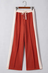 Drawstring Contrast Wide Leg Pants - Pahabu - Women's Clothing & Shop