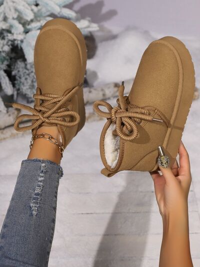 Lace Up Round Neck Platform Suede Boots - Pahabu - Women's Clothing & Shop