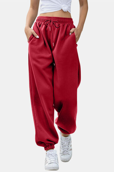 Elastic Waist Joggers with Pockets - Pahabu - Women's Clothing & Shop