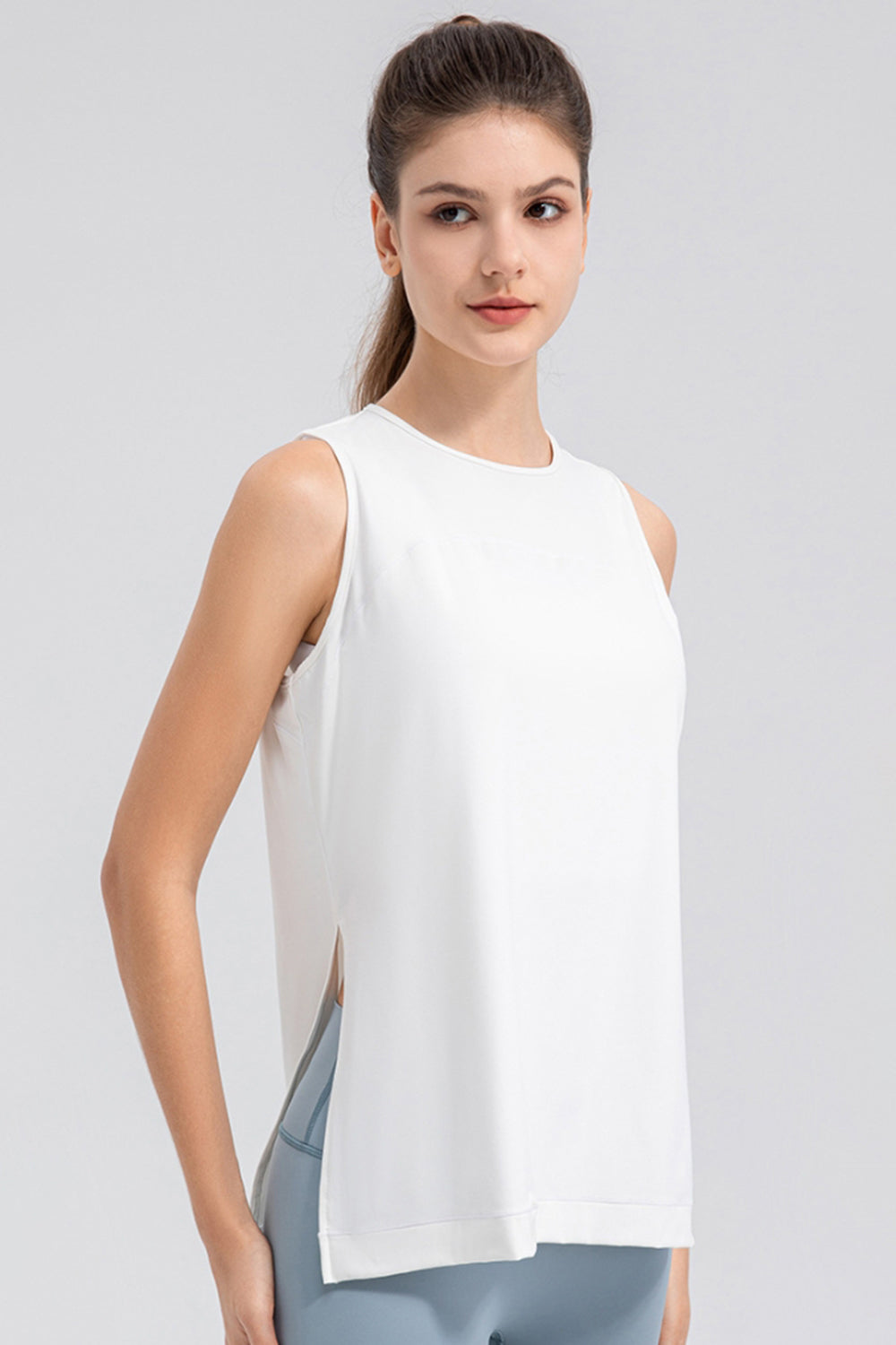 Slit Round Neck Tank - Pahabu - Women's Clothing & Shop