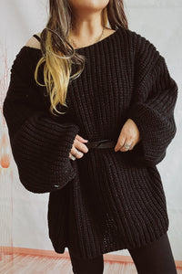 Boat Neck Dropped Shoulder Mini Sweater Dress - Pahabu - Women's Clothing & Shop