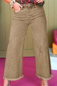 Raw Hem Wide Leg Jeans - Pahabu - Women's Clothing & Shop