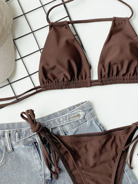 Halter Neck Ruched Bikini Set - Pahabu - Women's Clothing & Shop