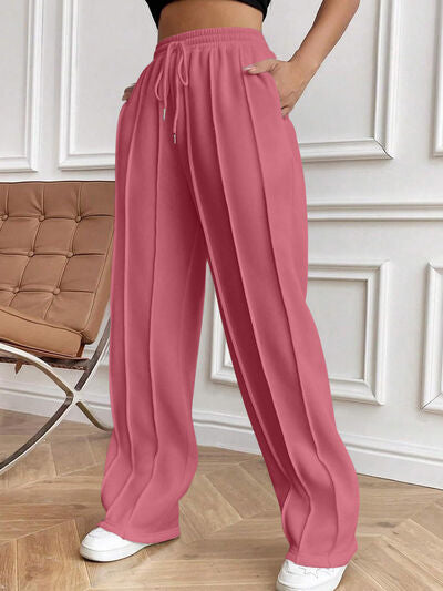 Drawstring Elastic Waist Pants with Pockets - Pahabu - Women's Clothing & Shop