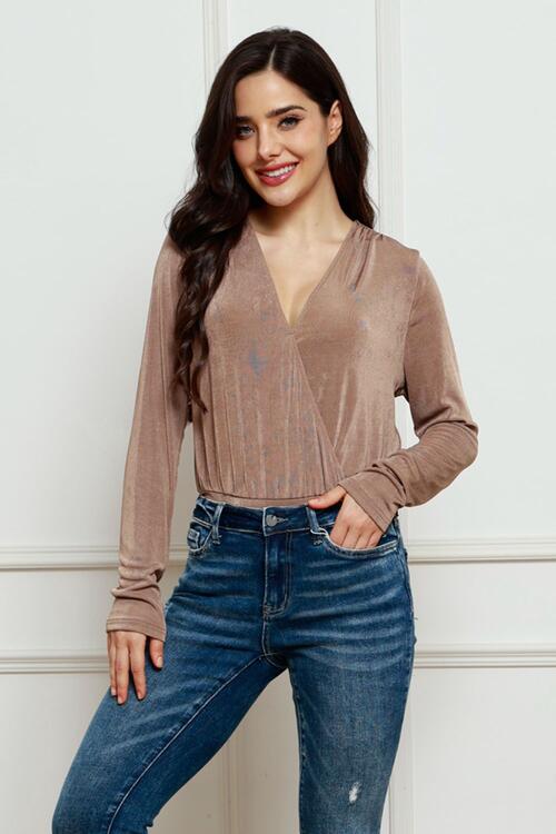 V-Neck Long Sleeve Bodysuit - Pahabu - Women's Clothing & Shop