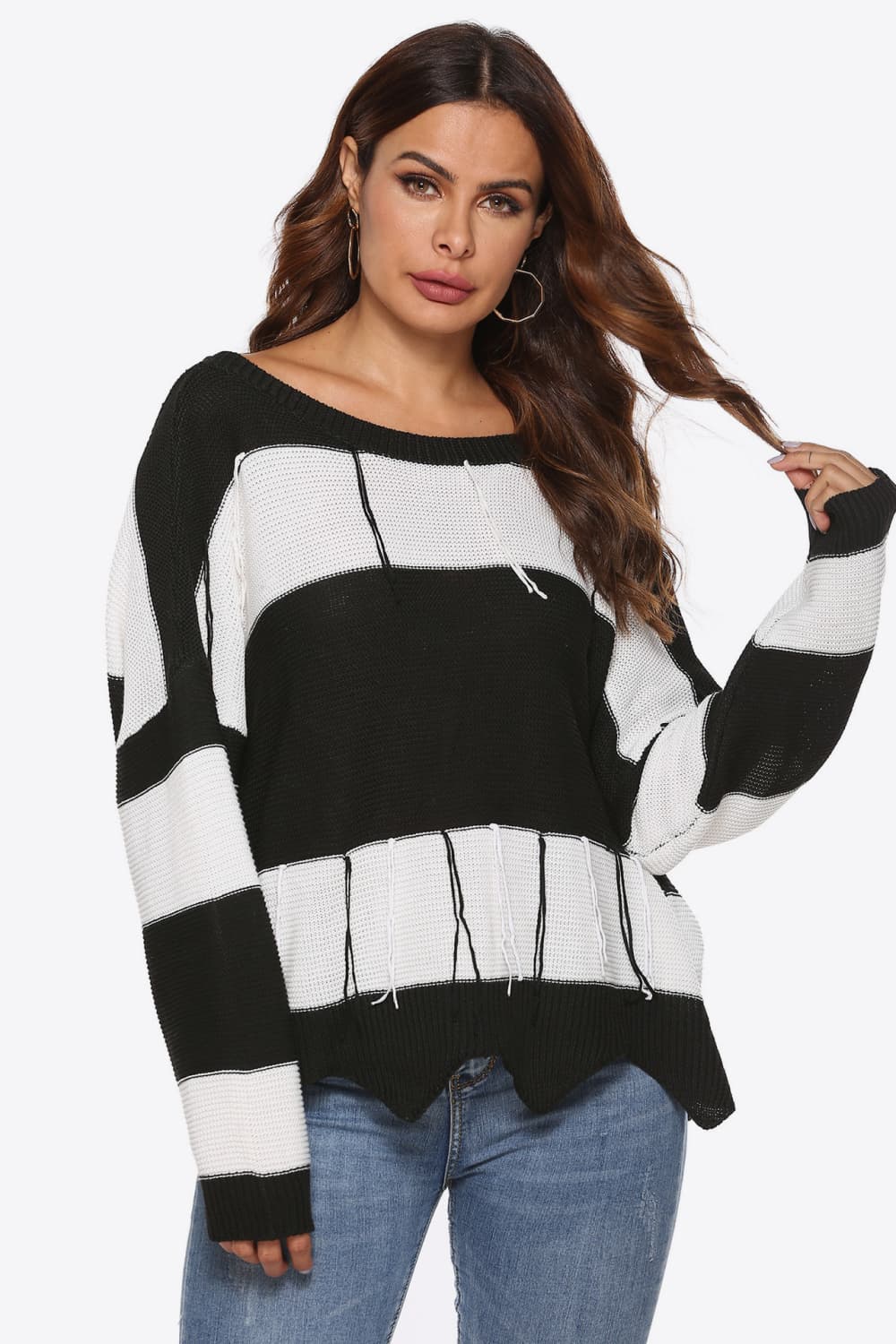 Color Block Backless Long Sleeve Sweater - Pahabu - Women's Clothing & Shop