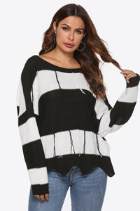 Color Block Backless Long Sleeve Sweater - Pahabu - Women's Clothing & Shop
